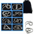 thumbnail image 1 of Metal Montessori Puzzle Solving Set, Wire Puzzles Brain Teasers with Pouch, Difficult Iq Test Disentanglement Chinese Ring Magic, Iron Link Unlock Interlock for Money Gift(40pcs), 1 of 6