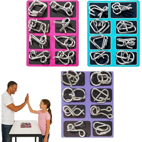 Metal Montessori Puzzles, 24/32/40Pcs 3D Brain Teaser Wire Puzzles Solving for Adults & Kids, Physics Mechanical Ring Set, IQ Logic Mind Games, Fidget Toys, Party Game