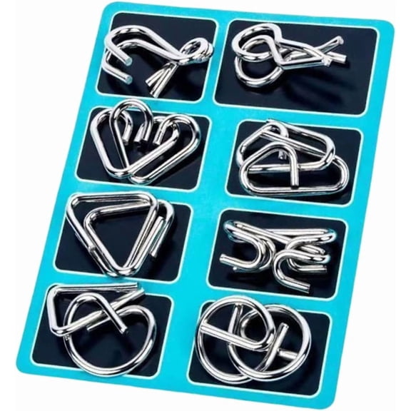 Metal Montessori Puzzles, 3D Metal Puzzle Solving Set, Brain Teaser Puzzles, Challenging Interlocking Iron Wire Puzzle, Logic Thinking Toys for Home Party Fun and Skill Building