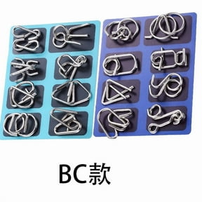 Metal Montessori Puzzles,Brain Teaser Puzzles,3D Montessori Metal Puzzle Solving, 24-Piece Metal Brain Teaser Puzzles for Adults, Reverse Thinking Physics Mind Games, Metal Puzzle Ring(C)