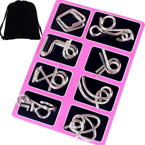 Metal Montessori Puzzles Solving, Montessori Puzzle Set, 3D Metal Puzzle Set, 24-Piece Logic Mind Games, Stress Relief Desk Toys, Problem Solving Gift