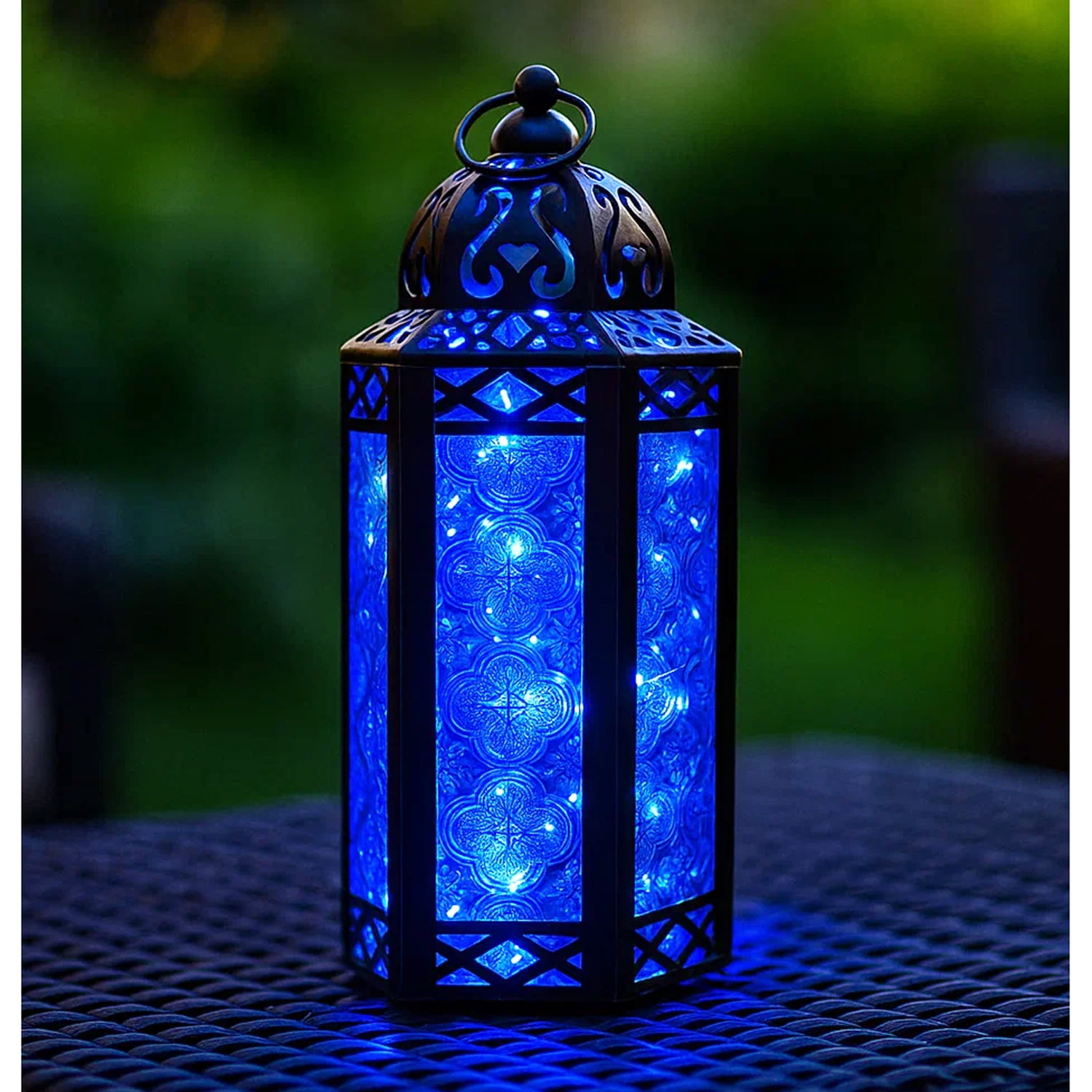 Moroccan Metal Candle Lantern Holder with LED Fairy String