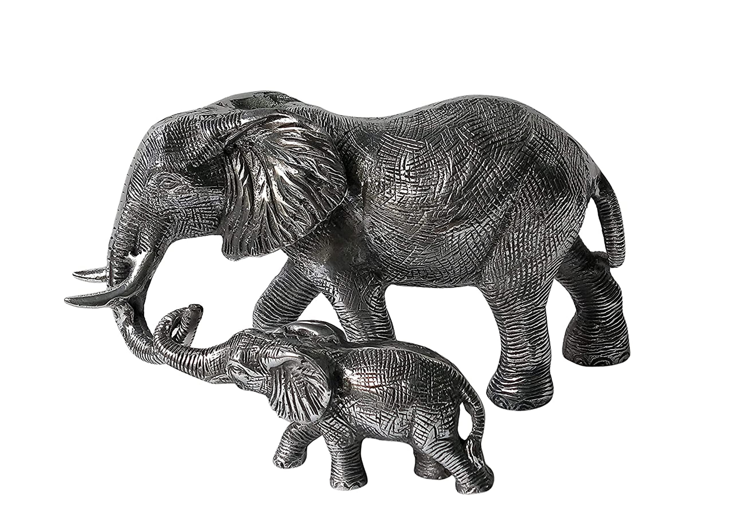 Grey Resin Elephant Figurine – Mum & Baby Ornament, Gift Boxed – Cute Animal Decor For Any Room-652793