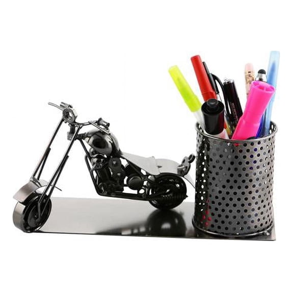 Metal Motorcycle Pen Holder Character Desk Display Organizer