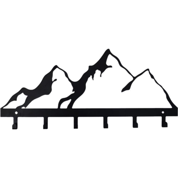 Metal Mountain Coat Hooks and Key Holder, Mountain Design Wall Art Decor, Clothes Hat Rack, and Backpack Hanger, Storage Decor for Living Room Hallway Entryway