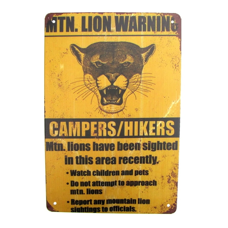 Metal Mountain Lion Warning Beware Caution Wall Sign Outdoor Hunting Cabin Decor Metal Mountain Lion Warning Beware Caution Wall Sign Outdoor Hunting Cabin Decor