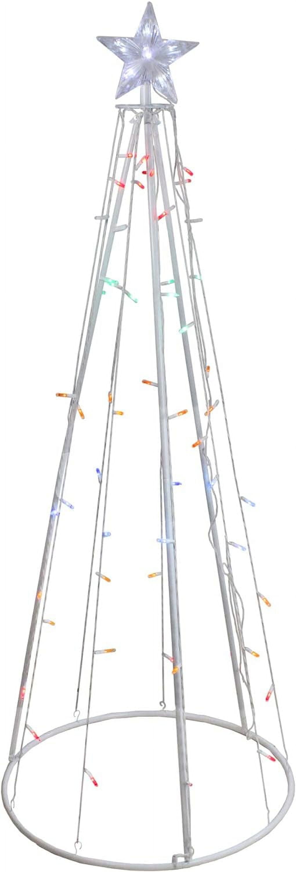 Metal MultiColor LED Lighted Cone Christmas Tree Outdoor Decor, White