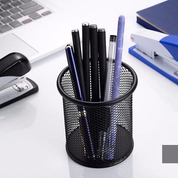 Metal Multipurpose Office Pen Bucket - Desktop Storage Organizer Utility Caddy