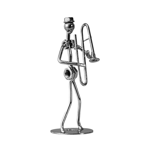 Metal Musician Figurine 5.1" Player Statue Silver Metal Art Sculpture For Home Desk Decor Music Lover (Random Style)