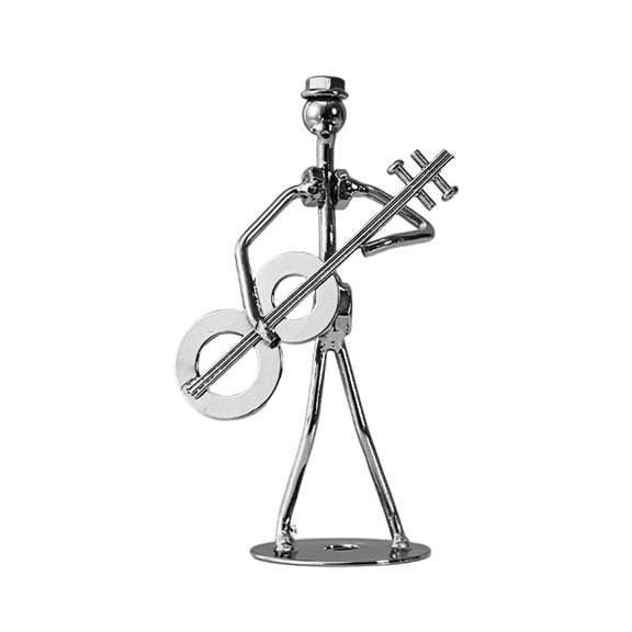 Metal Musician Figurine 5.1" Player Statue Silver Metal Art Sculpture For Home Desk Decor Music Lover (Random Style)
