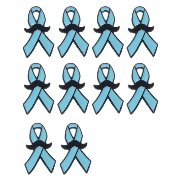 Metal Mustache Design Ribbon Brooch Badge Pin for Various Age to Show Support Enhancer Daily Outfit Accessories 10pcs