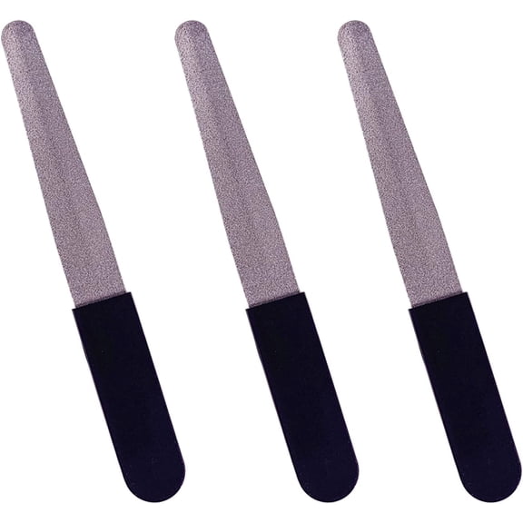 Metal Nail File (3 Pack), Heavy Duty Nail Files for Natural Nails Stainless Steel Diamond Fingernail Files with Non Slip Handle, Sapphire Grit Sword Finger Nail Filers Black