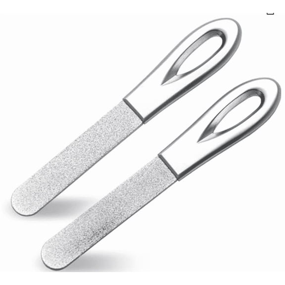 Metal Nail File, Double-Sided Precision Diamond Nail File, Stainless Steel Nails Files for Family Salons or Travel Trimming and Polishing Natural Acrylic Fingernail Toenail Files