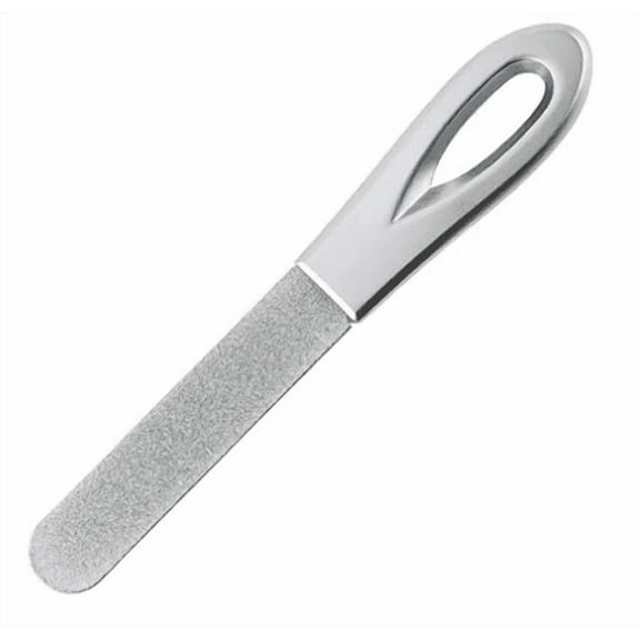 Metal Nail File, Nail Files for Natural Nails, Fingernail Files Diamond Round Tip Stainless Steel Double Sided Fine Grit Sapphire Filer, 1 count