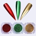 thumbnail image 1 of Metal Nail Powder 3 Colors 1g/Jar Holographic Chrome Mirror Laser Synthetic Resin Pigment Manicure Art Decoration Christmas Color, 1 of 3
