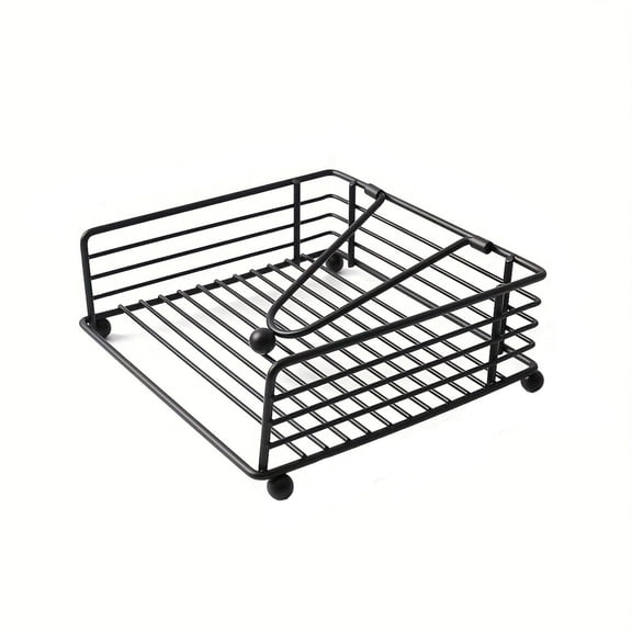 Metal Napkin Holder, Iron Wire Tissue Rack with Weighted Arm, Countertop Napkin Dispenser for Home Kitchen, Dining Room, Restaurant