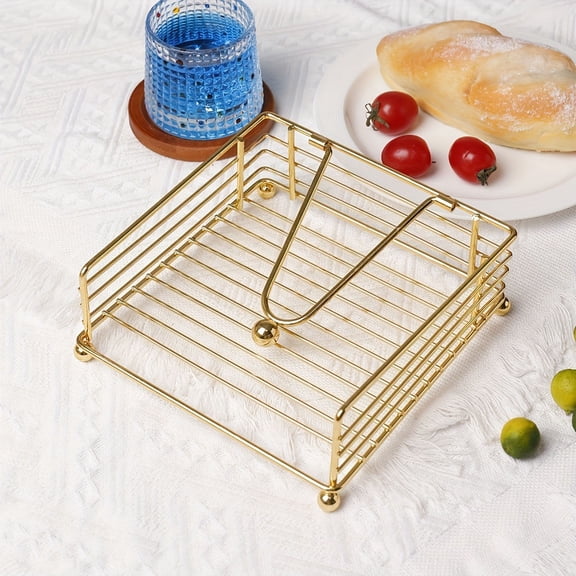 Metal Napkin Holder Tissue Storage Rack Iron Desktop Dispenser - Weighted Bar, Non-Slip Base, Decorative Countertop Organizer for Home Hotel Café Restaurant