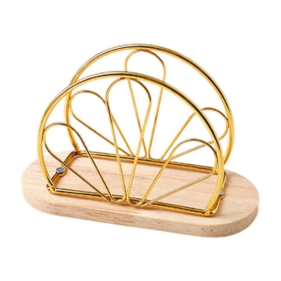 Metal Napkin Rack Iron Vertical Tabletop Holder Kitchen Counter Organizer Cocktail Napkin Dispenser Indoor Outdoor Modern Rack 6.26x3.9in(Gold/A)