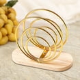 thumbnail image 1 of Metal Napkin Storage Rack Creative Vertical Paper Towel Holder for Hotel, Cafe Restaurant - Wooden Base Table Top Dispenser (Gold, 15.5 * 6.5 * 12.3cm), 1 of 6
