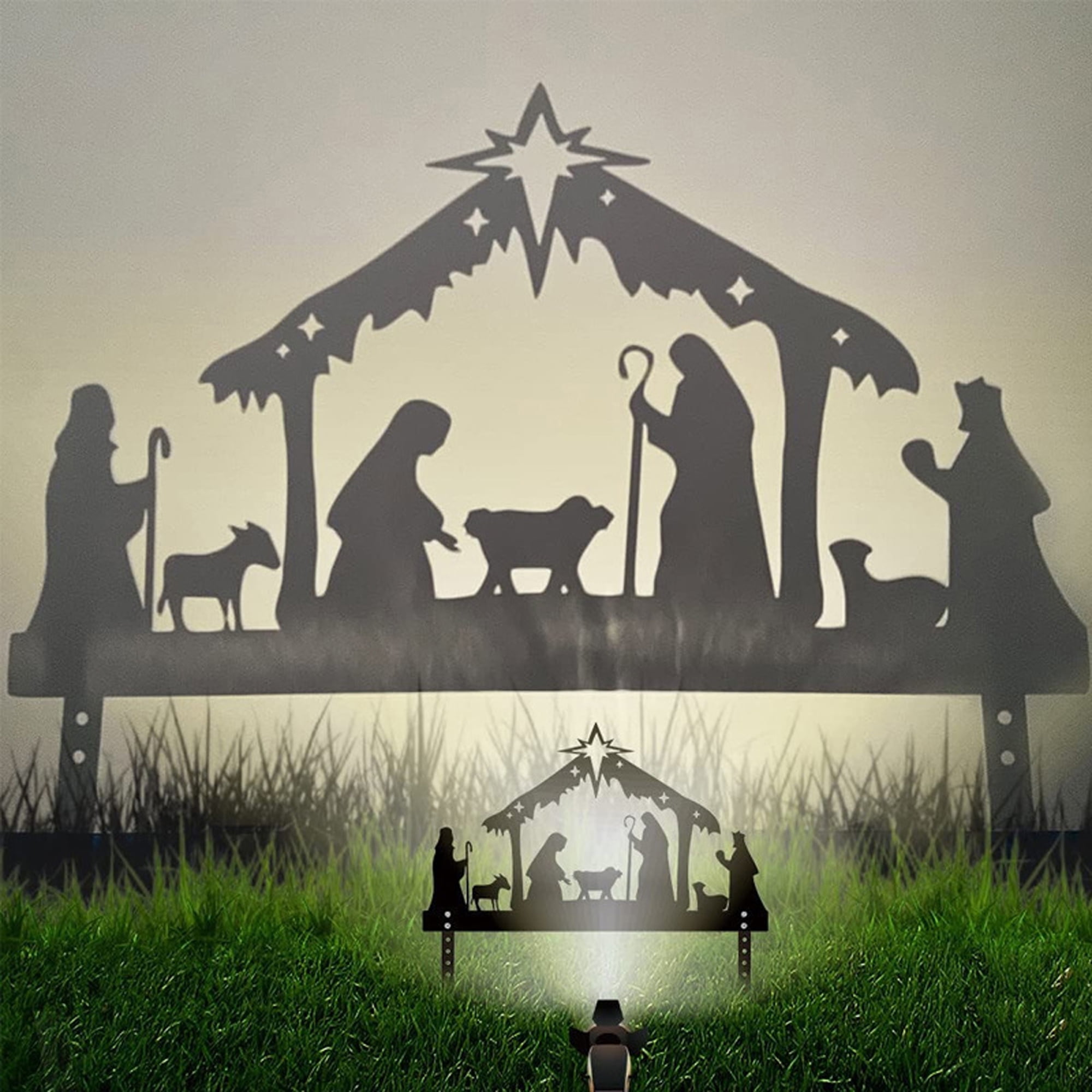 Metal Nativity Scene Silhouette, Metal Outdoor Nativity Silhouette