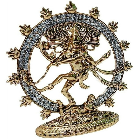 Metal Natraj Idol Statue for Home Decor - Gold Plated Dancing Shiva Natrajan Showpiece Figurine Murti Deccoration & Gifts Size (1.1X2.1X3.4''Gold)