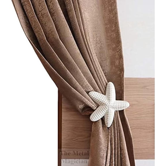Metal Nautical Starfish Curtain Holdback & Curtain Holder for Home, Bedroom & Office (Starfish Set of 4)