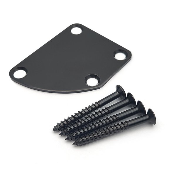 Metal Neck Plate Electric Guitar Bass Parts Replacements Kit 4 Hole Neck Plate Joint Back Mounting Plate with 4 Screws