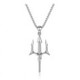 thumbnail image 1 of Metal Necklace Hip Hop Trident Pendant Necklace Chain Length 55cm Sweater Chain, 1 of 13