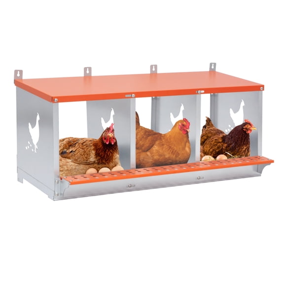 Metal Nest Box, Wall Mount Chicken Nesting Vented Box for Hens Ducks, Galvanized Steel Laying Box with Coconut Pad, Easy Egg Collection
