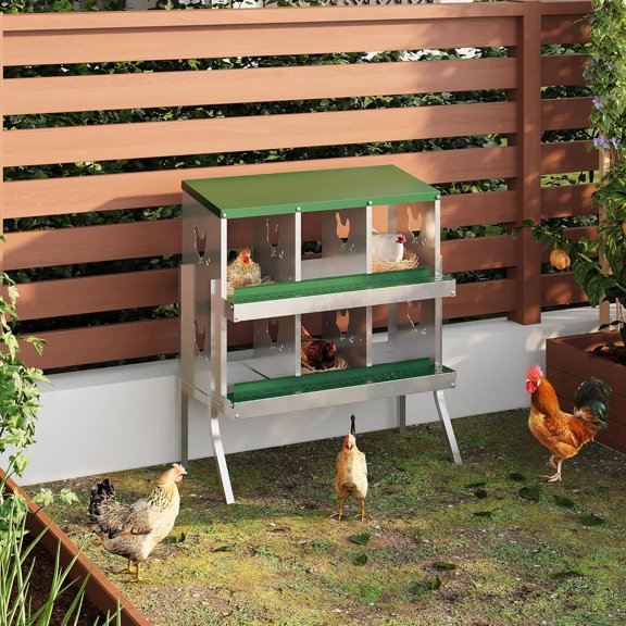 Metal Nest Boxes for Chickens- Compartments Laying Boxes for Hens, Chicken Coop Nesting Box with Legs, Perch & Lid - Versatile Wall Mount or Free Standing for Backyard Flock, Homestead, Small Farm