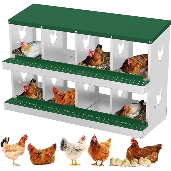 Metal Nest Boxes for Chickens- Compartments Laying Boxes for Hens, Chicken Coop Nesting Box with Legs, Perch & Lid - Versatile Wall Mount or Free Standing for Backyard Flock, Homestead, Small Farm