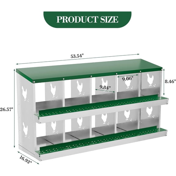 Metal Nest Boxes for Chickens- Compartments Laying Boxes for Hens, Chicken Coop Nesting Box with Legs, Perch & Lid - Versatile Wall Mount or Free Standing for Backyard Flock, Homestead, Small Farm