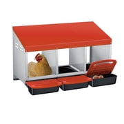 Metal Nesting Boxes for Chickens   3-Hole Roll-Away Design with Removable Tray