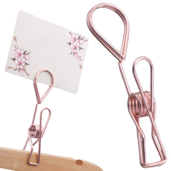 Metal Note Clip Memo Holder - Rose Gold 9cm Desktop Paper Clip - Office Photo and Card Stand