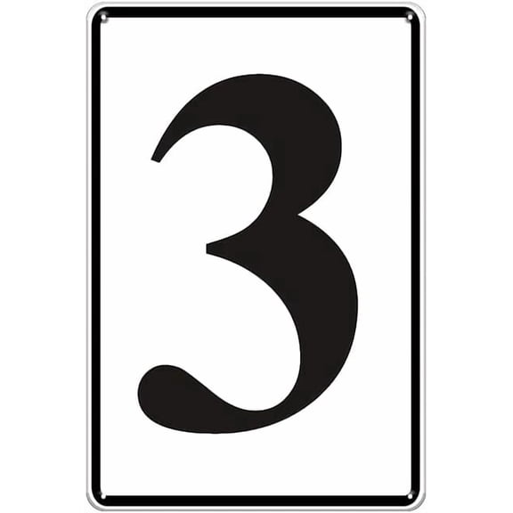Metal Number 3 Sign, 12 x 8 Inch, Weatherproof Address and Parking Sign, Easy to Install for Outdoor Use