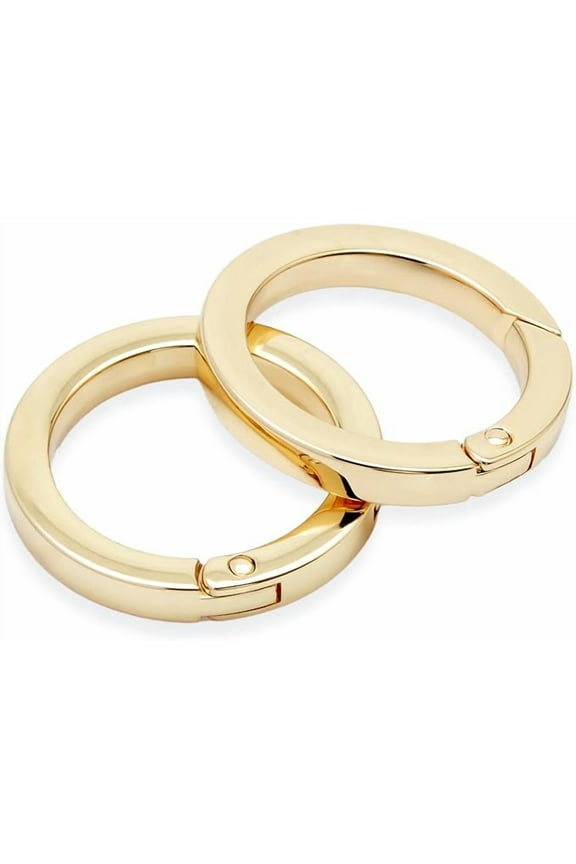 Metal O Ring Spring Opening Purse Making Snap Angle-Edge O-Rings Clip Key Ring Holder 2pcs SCOF (1 1/4 Inch, Gold)