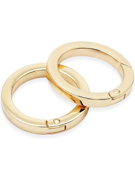 Metal O Ring Spring Opening Purse Making Snap Angle-Edge O-Rings Clip Key Ring Holder 2pcs SCOF (1 1/4 Inch, Gold)