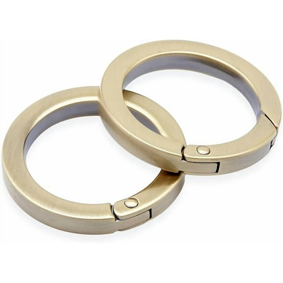 Metal O Ring Spring Opening Purse Making Snap Angle-Edge O-Rings Clip Key Ring Holder 2pcs SCOF (1 Inch, Brushed Brass)