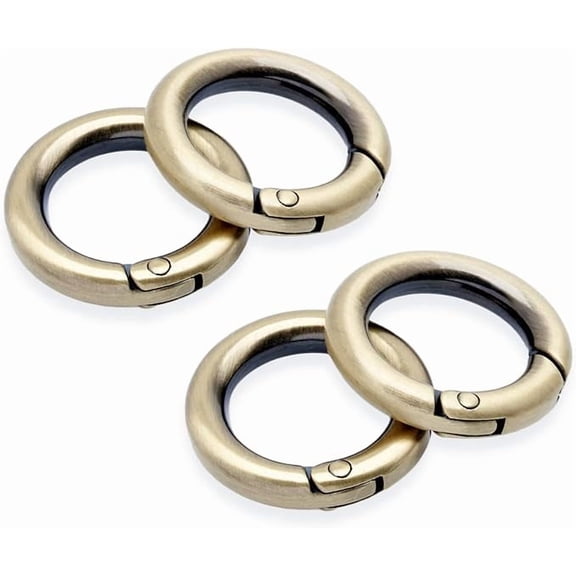 CRAFTME STUDIO Brushed Brass 3/4" Spring O-Ring Clip (4pcs) – Metal Opening Key Ring Holder for Purse, Bag & DIY Hardware (SCOS)