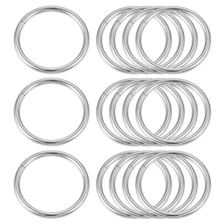 Metal O Rings, 15 Pack 20mm(0.79) ID 2mm Thickness Multi-Purpose Non  Welded O-Ring Buckle, Silver Tone