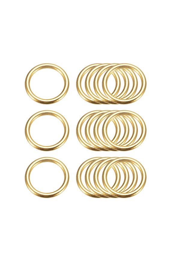 Metal O Rings, 15 Pack 20mm(0.79") ID 3mm Thick Welded O-Ringe, Gold Tone