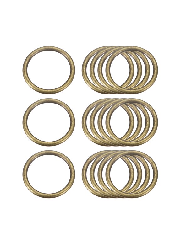 Metal O Rings, 15 Pack 25mm(0.98") ID 3mm Thick Welded O-Ringe, Bronze Tone
