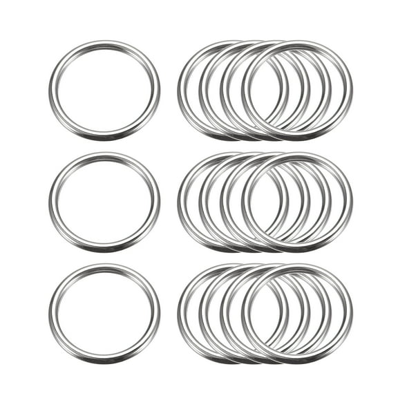 Metal O Rings, 15 Pack 25mm(0.98") ID 3mm Thick Welded O-Ringe, Silver Tone