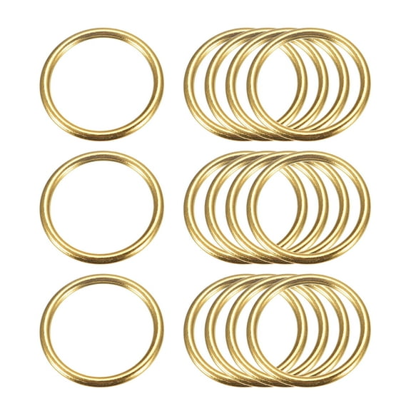 Metal O Rings, 15 Pack 30mm(1.18") ID 3mm Thick Welded O-Ringe, Gold Tone