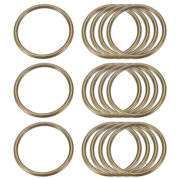 Metal O Rings, 15 Pack 35mm(1.38") ID 3mm Thick Welded O-Ringe, Bronze Tone