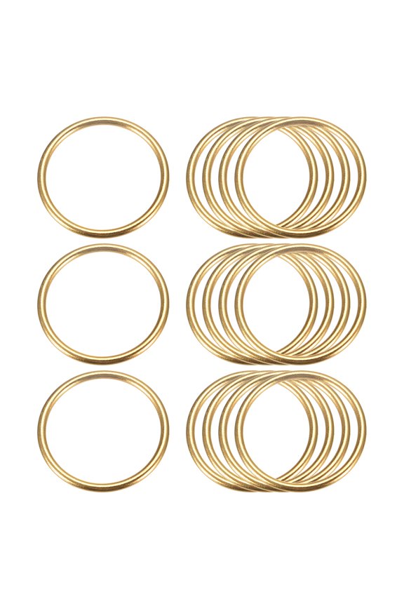 Metal O Rings, 15 Pack 40mm(1.57") ID 3mm Thick Welded O-Ringe, Gold Tone