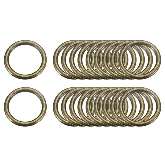 Metal O Rings, 20 Pack 20mm(0.79") ID 3mm Thick Welded O-Ringe, Bronze Tone