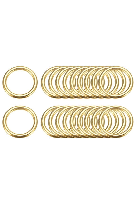 Metal O Rings, 20 Pack 20mm(0.79") ID 3mm Thick Welded O-Ringe, Gold Tone