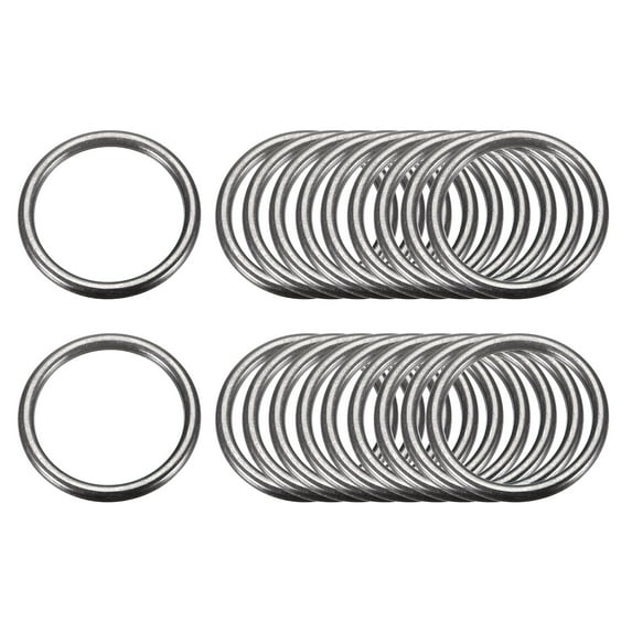 Metal O Rings, 20 Pack 25mm(0.98") ID 3mm Thick Welded O-Ringe, Dark Gray