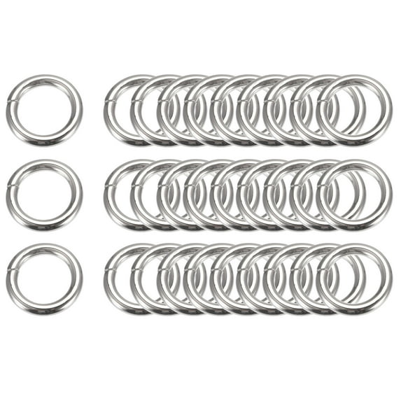 Metal O Rings, 30 Pack 16mm(0.63") ID 3.8mm Thick Non-Welded O-Rings, Silver Tone